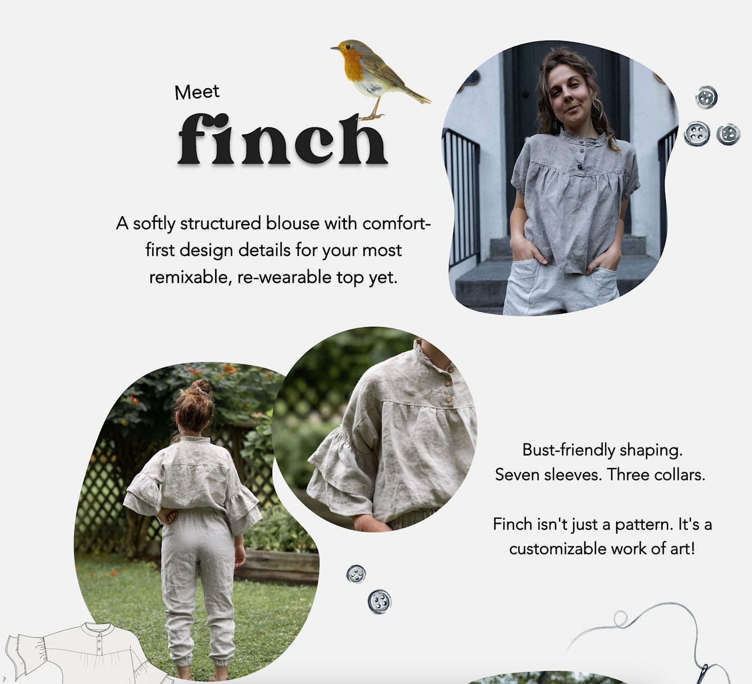 Darwin Pattern Charlie Darwin Textiles - Finch Sewing Pattern – Brooklyn General Store