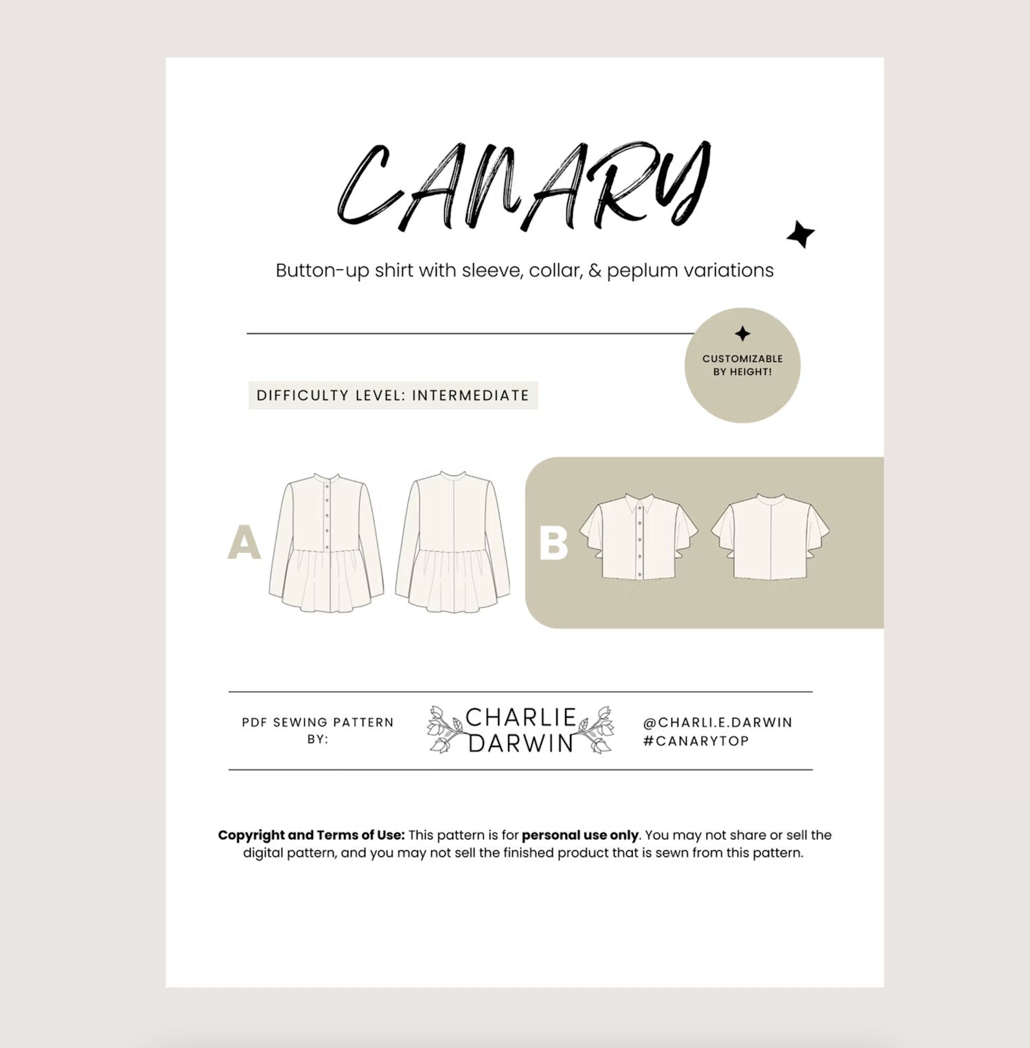 Darwin Pattern Charlie Darwin Textiles - Canary Sewing Pattern – Brooklyn General Store