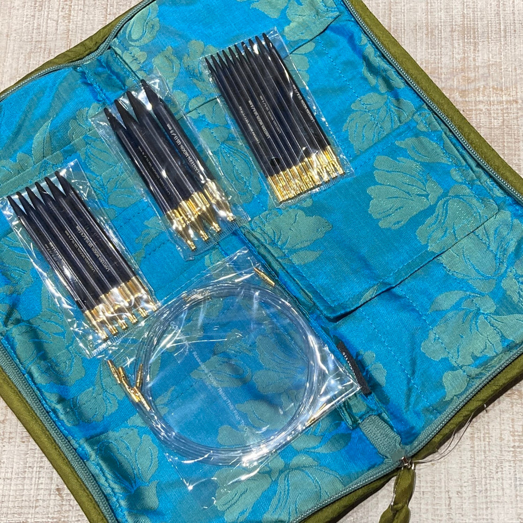 CarryC Long Fine Gauge Interchangeable Bamboo Knitting Needle Set
