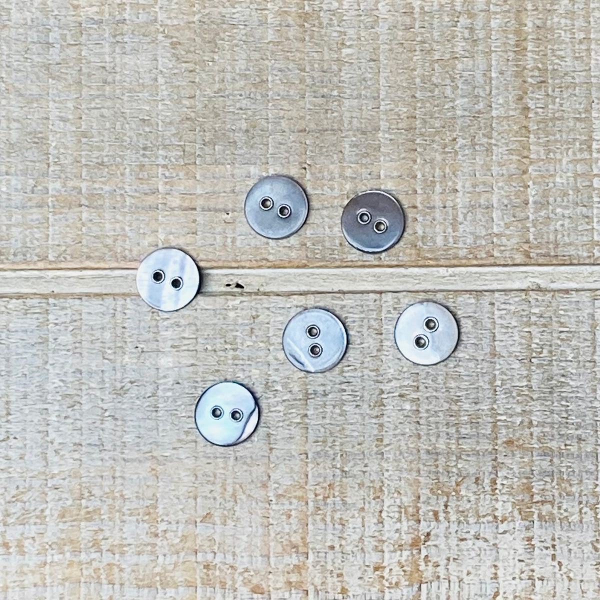 Textile Garden Button-4910-Grey Shell with Silver Metal Holes-11mm ...