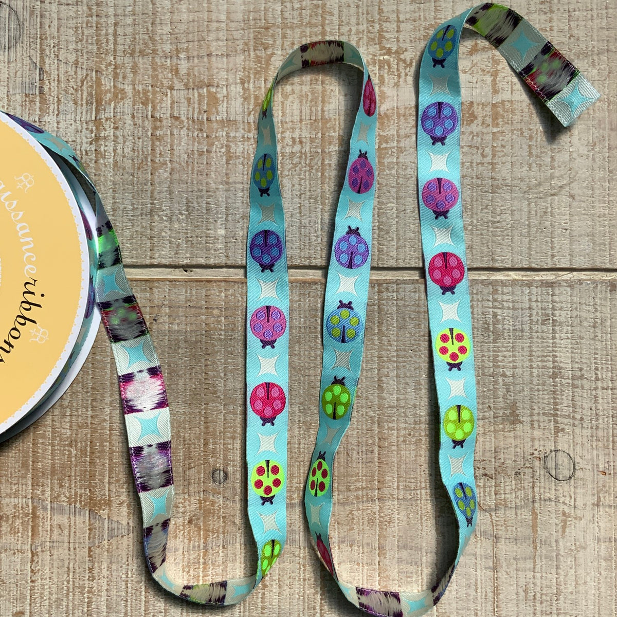 Relena R Ribbons Renaissance Ribbons-TK103/22mm Painted Ladies on Aqua 5/8