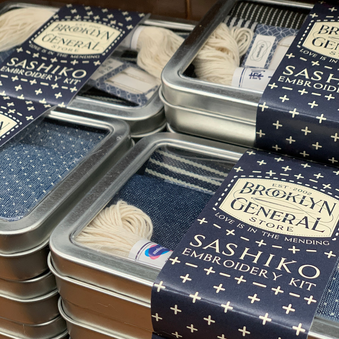 Kit De Broderie Sashiko Pour Débutantes — Tissu Soluble à L’eau, Motifs Imprimés, Tout Inclus Pour Commencer La Broderie à La Main